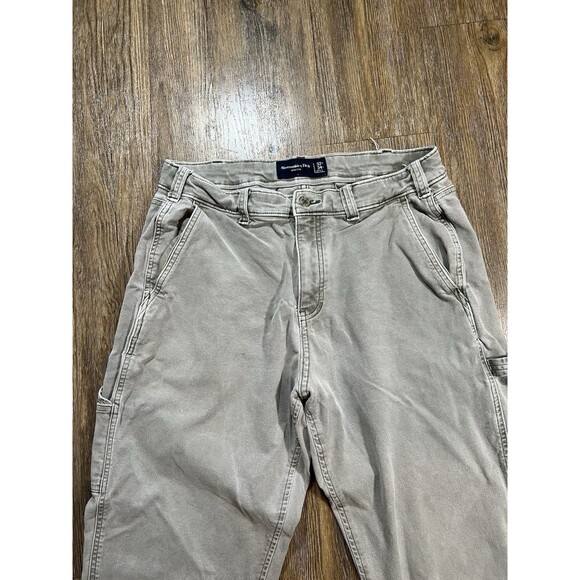 Abercrombie & Fitch Men's Stretch Fit Olive Green Carpenter Pants Size 30x32 - Picture 2 of 10